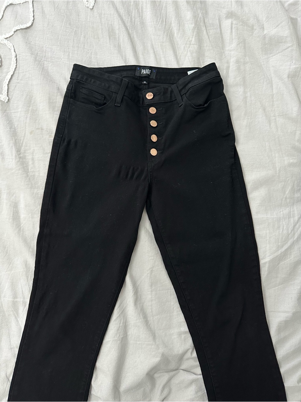 PAIGE Black Skinny Button-Fly Jeans